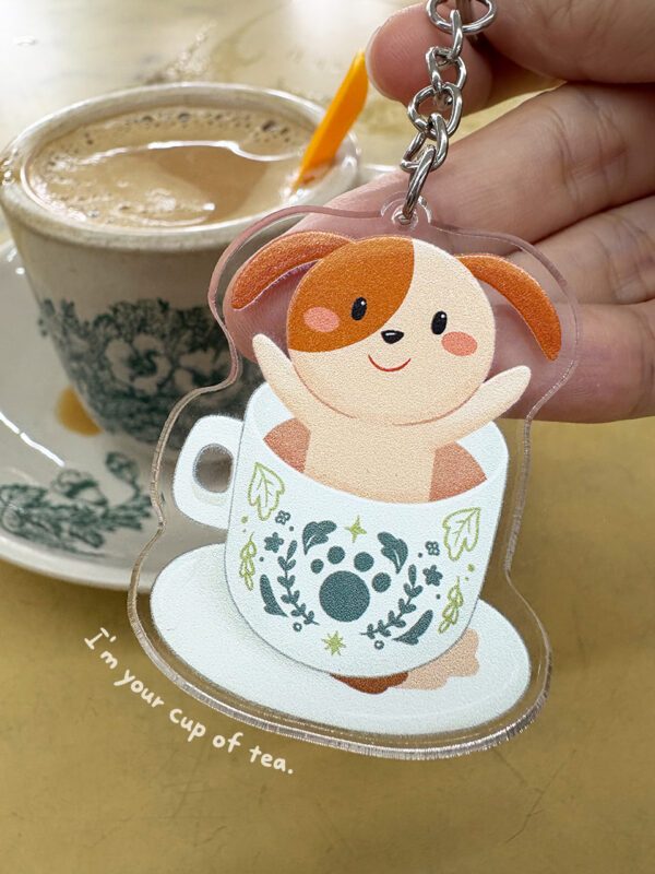acrylic keychain (cup of tea)