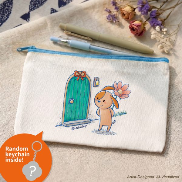 zipper pouch (knock knock) includes one random acrylic keychain inside