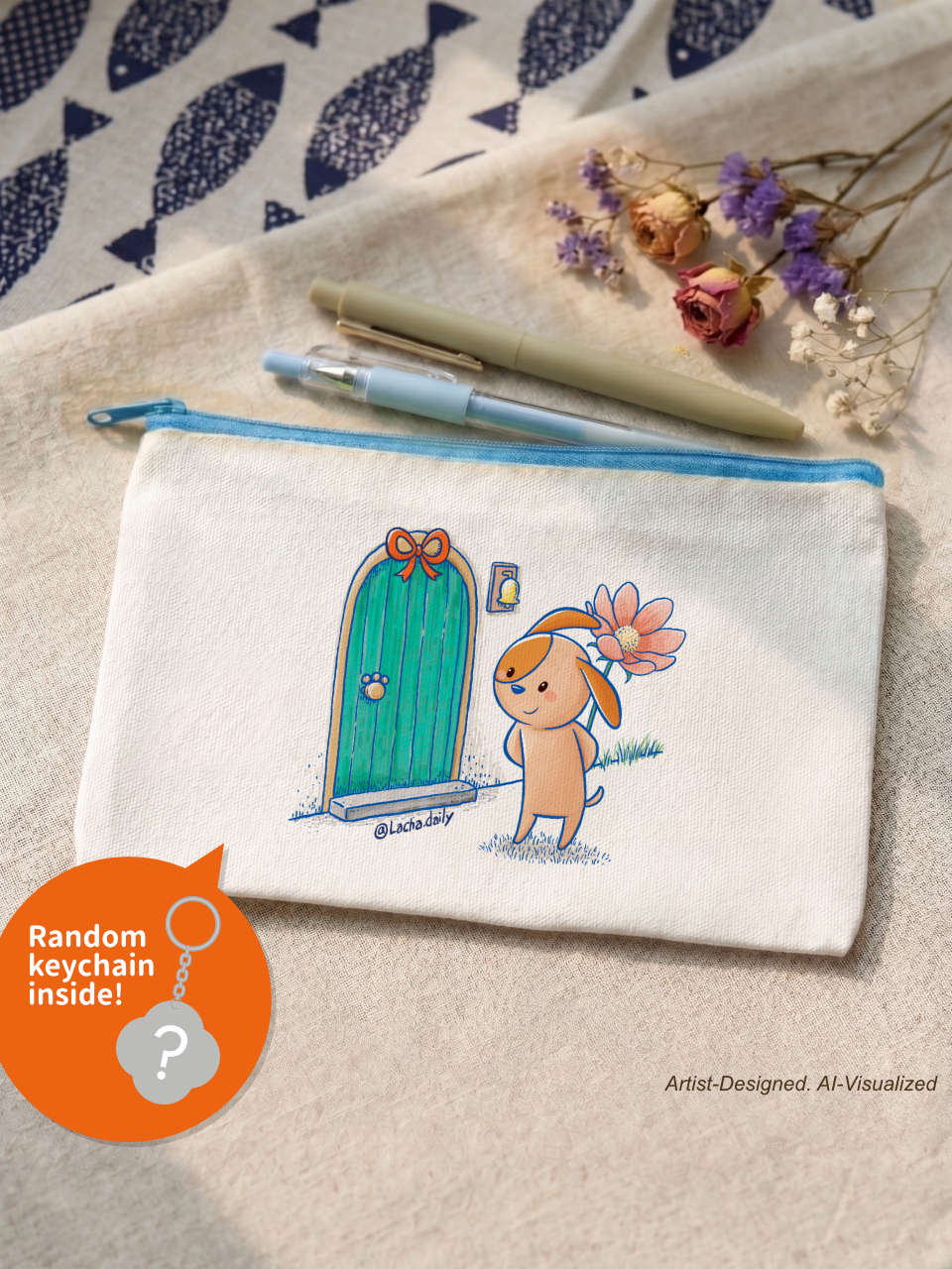 zipper pouch (knock knock) includes one random acrylic keychain inside zipper pouch (knock knock) includes one random acrylic keychain inside