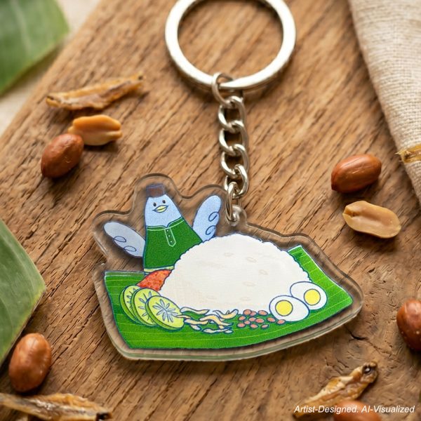 acrylic keychain (nasi lemak)