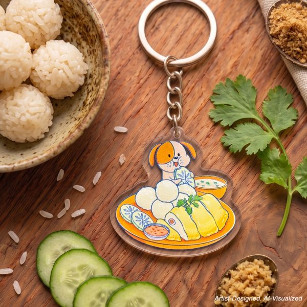 acrylic keychain (chicken rice balls)