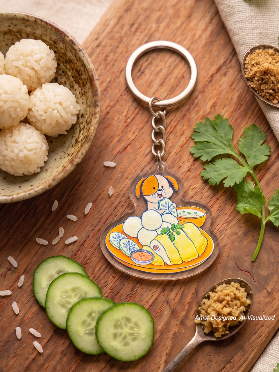 acrylic keychain (chicken rice balls) acrylic keychain (chicken rice balls)